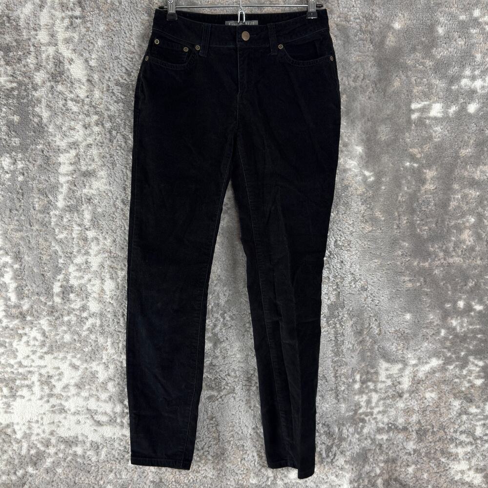 Garnet Hill Peitte Size 0P Corduroy Organic Cotton Jeans Black Minimalist Button